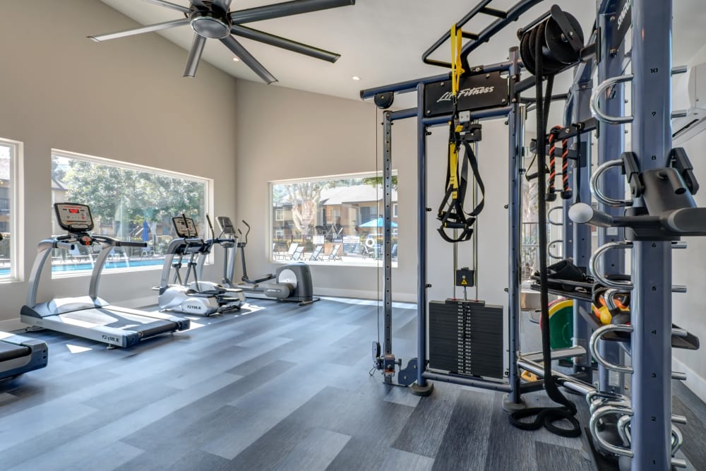 Clean, modern community gym at Terra Nova Villas in Chula Vista, California