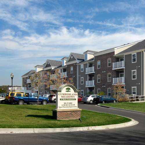 Exterior view of apartments at Cumberland Meadows in Cumberland, Maryland