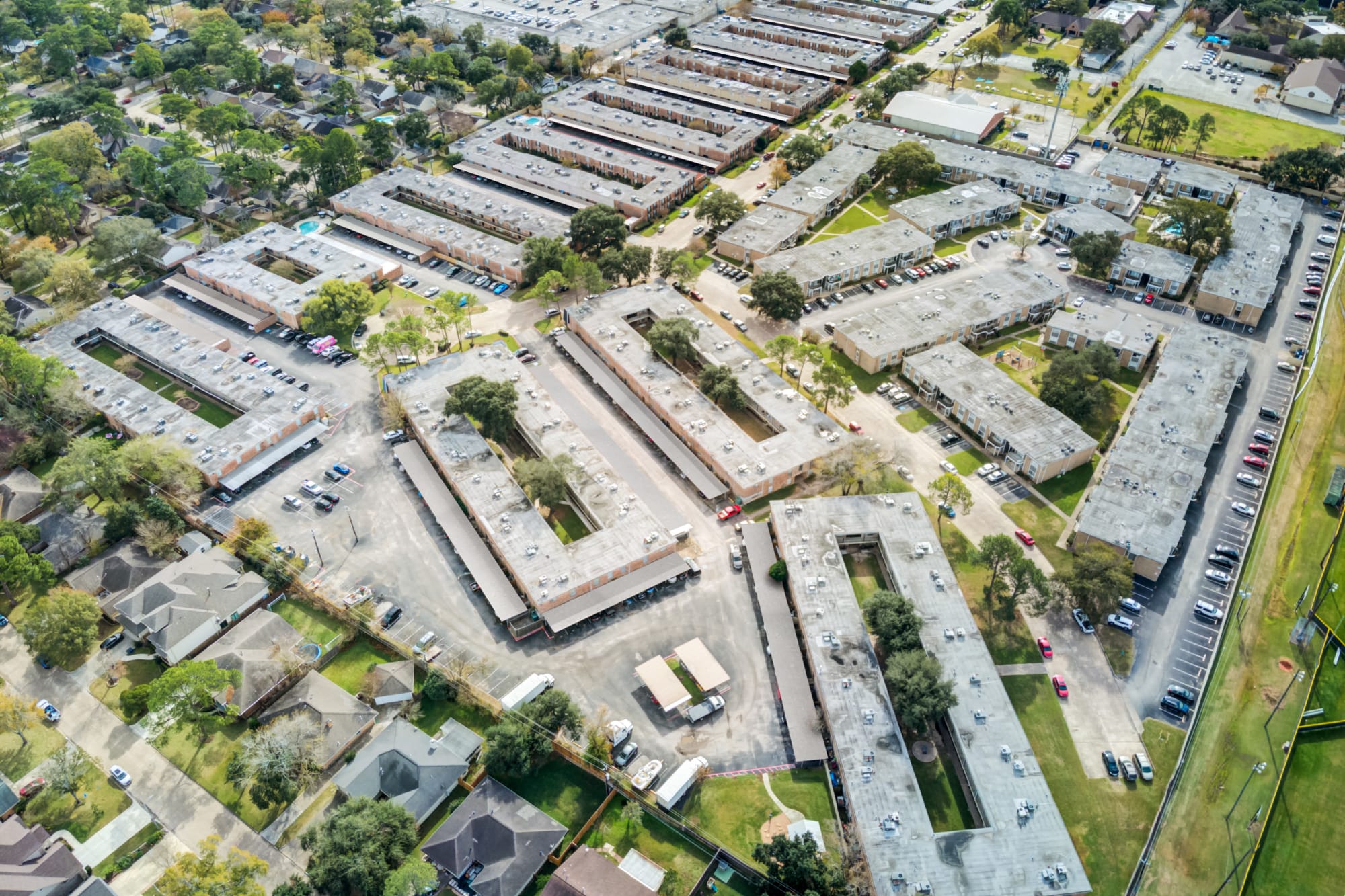 Aerial of Regents Walk in Houston, Texas