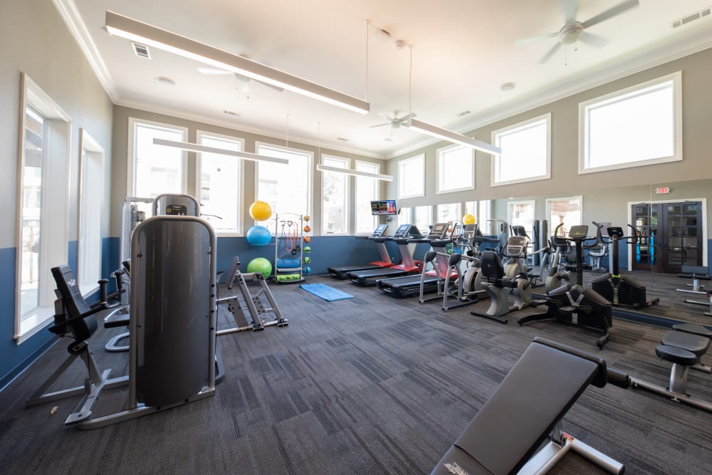 Fitness center at Hilltops in Conroe, Texas
