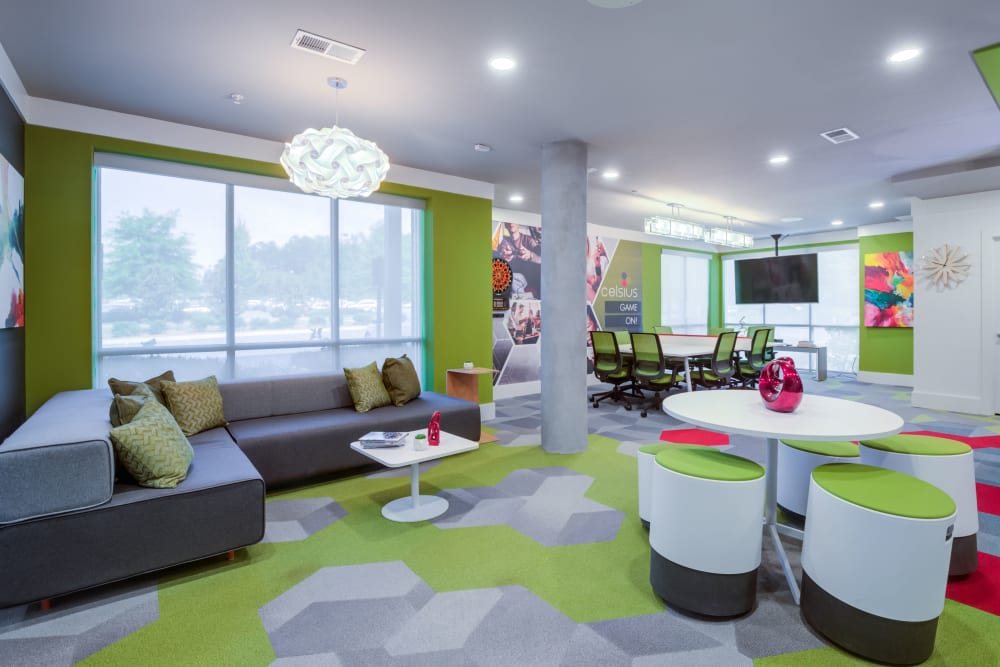 Colorful clubhouse at Celsius Apartment Homes in Charlotte, North Carolina