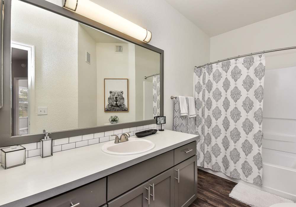 Model bathroom at Luxe @ Ocotillo in Chandler, Arizona