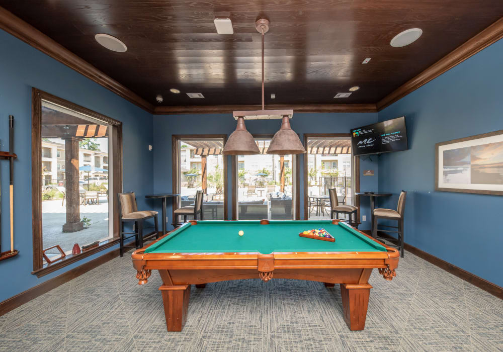 Billiards table in the clubhouse at Hilltops in Conroe, Texas