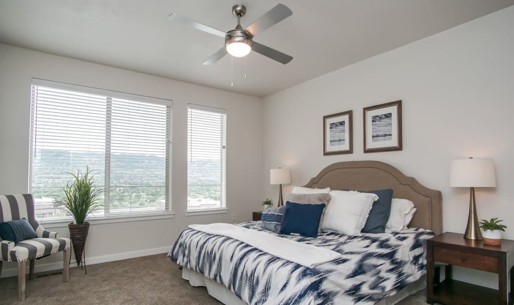 Bedroom at Liberty Point Townhome Apartments in Draper, Utah