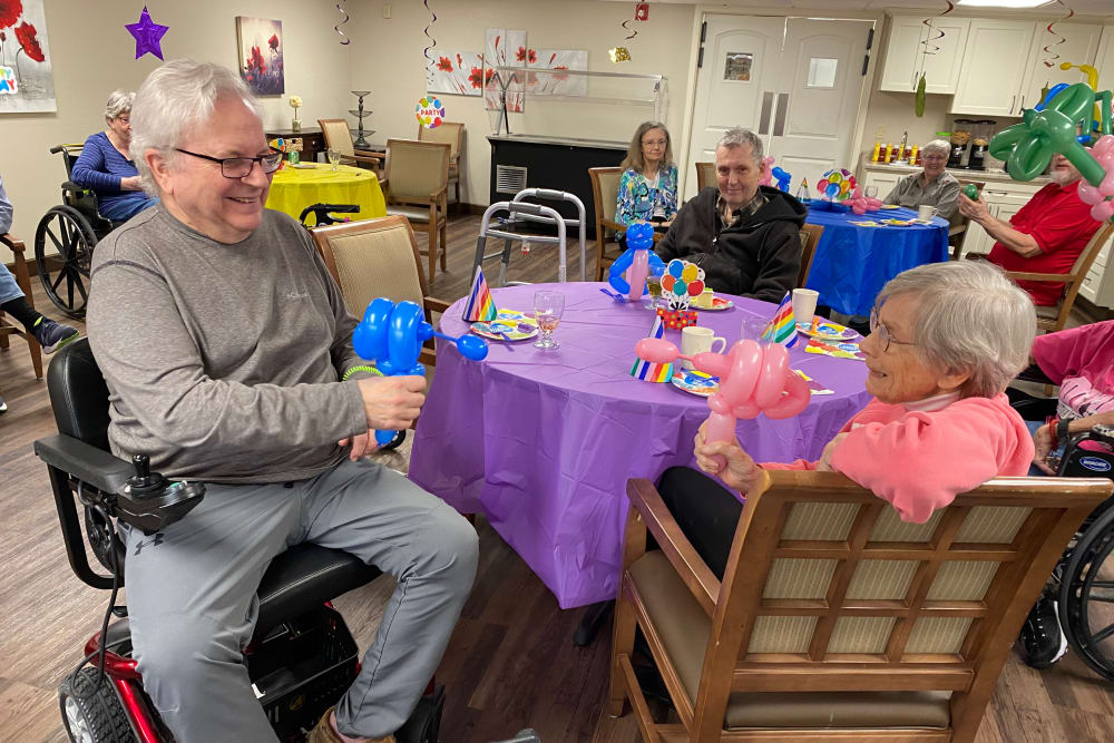 residents celebrating a birthday party