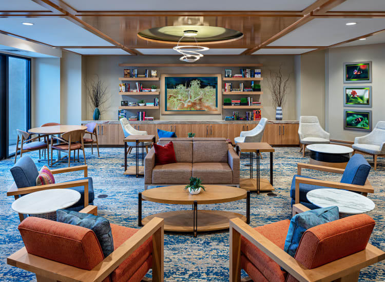 Gorgeously architected lobby interior at All Seasons Oro Valley in Oro Valley, Arizona