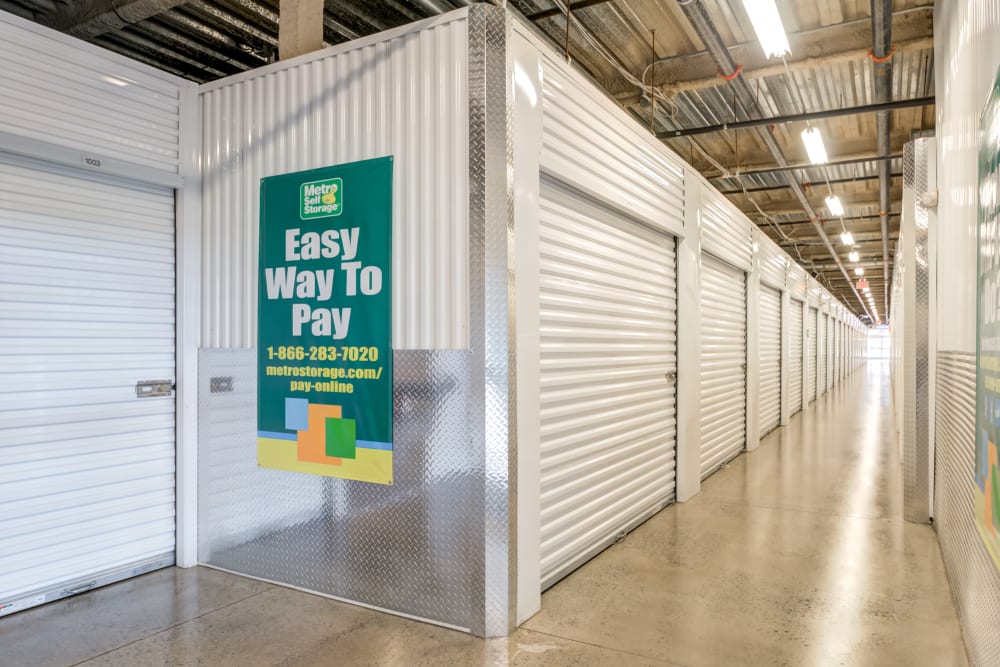 Indoor storage units at Metro Self Storage in Chadds Ford, Pennsylvania