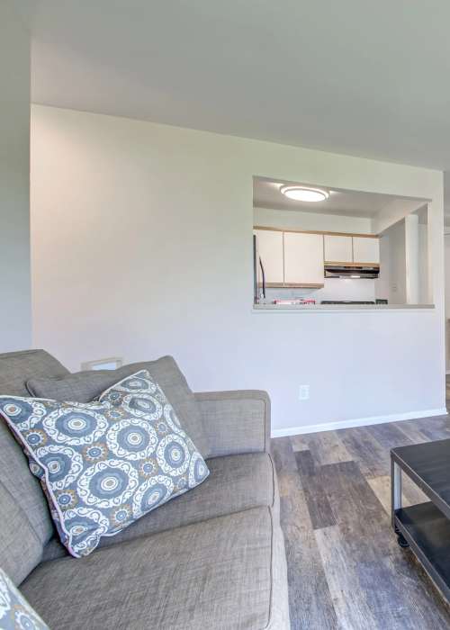 Apartment living room at Hidden Creek in Crown Point, Indiana