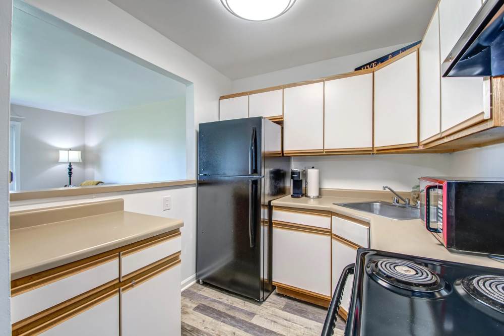 Kitchen with fridge at Hidden Creek, Crown Point, Indiana