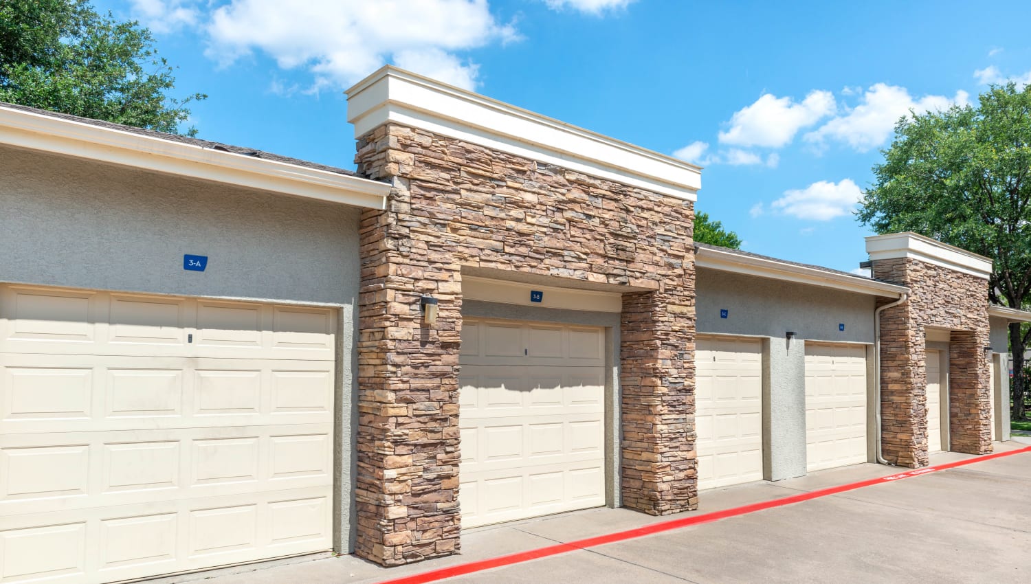 Private garages available at Olympus Stone Glen in Keller, Texas