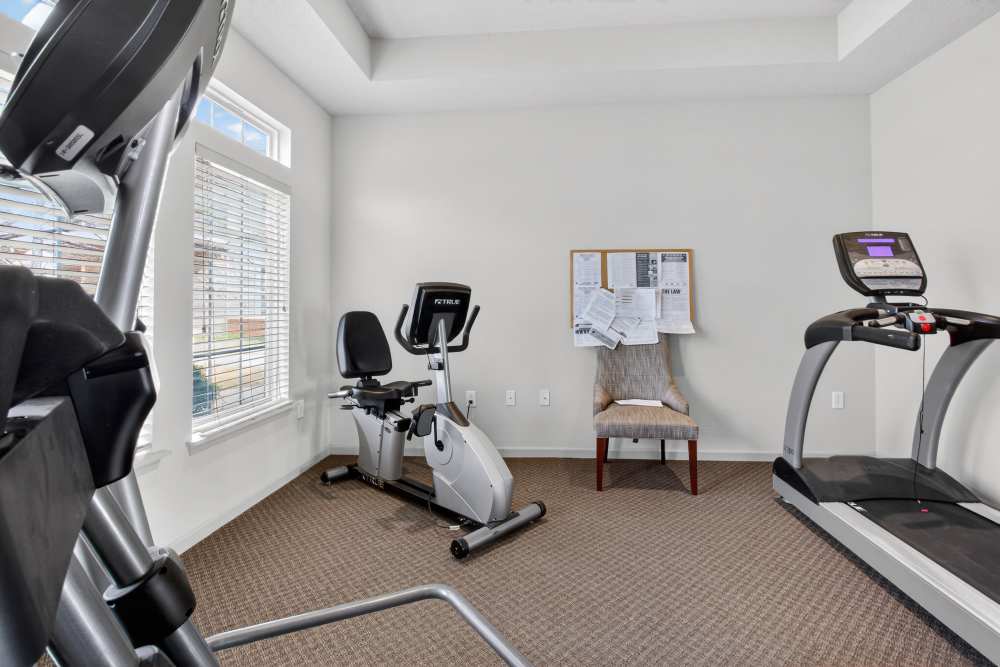 Fitness center with treadmills at Avalon Park in Brownfield, Texas