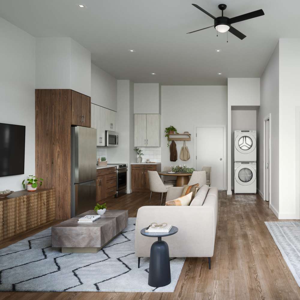 Studio apartment with laundry facility at Tower Broadway in Sacramento, California