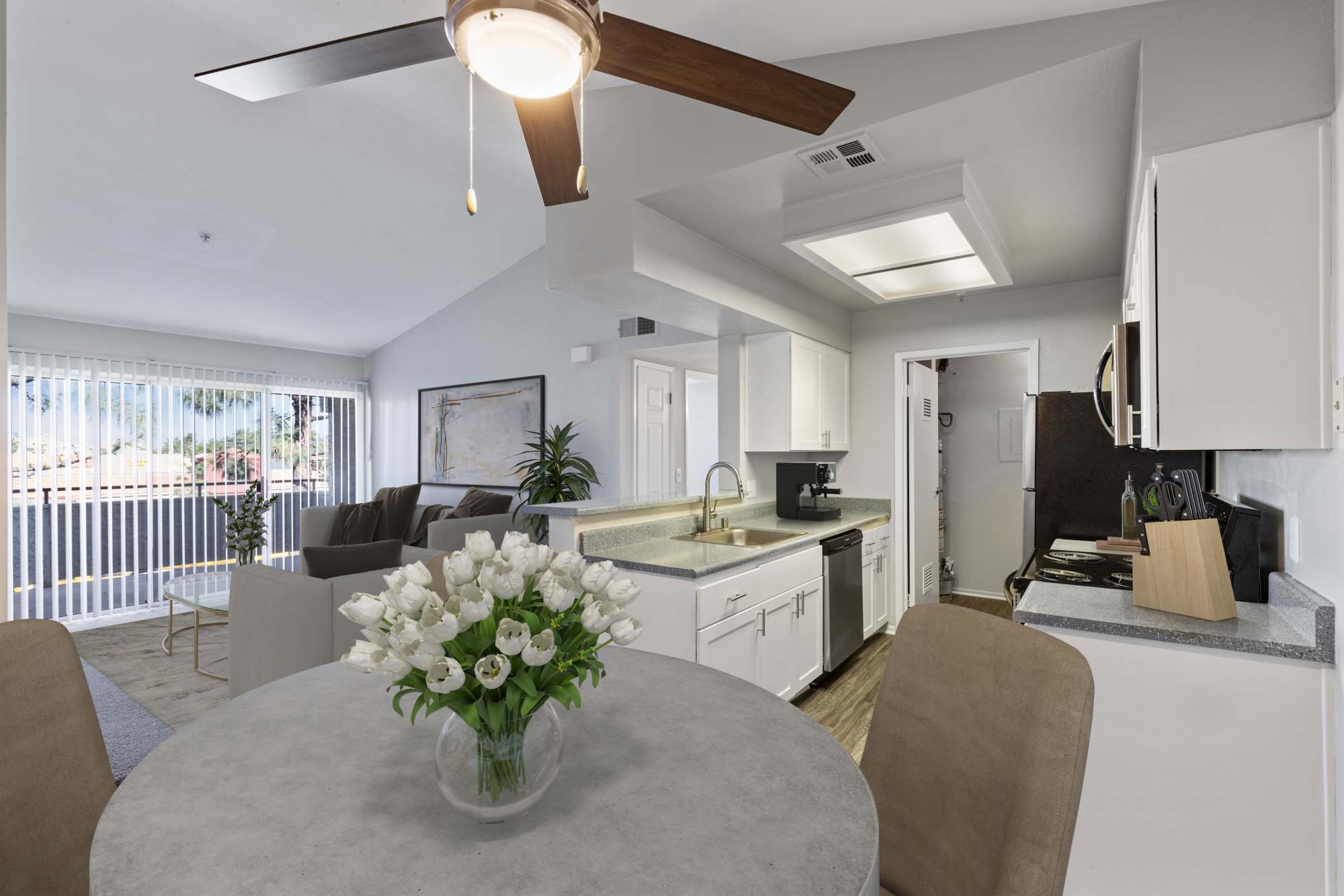 Living area at Sierra Del Oro Apartments in Corona, California
