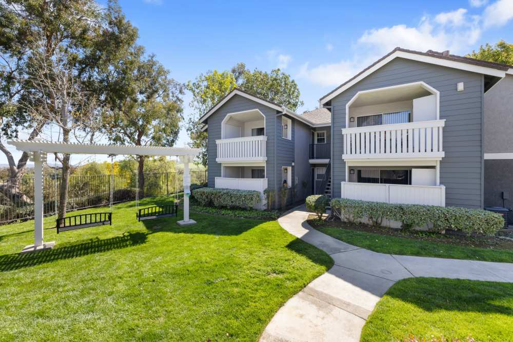 Exterior view of apartments at Village Oaks in Chino Hills, California