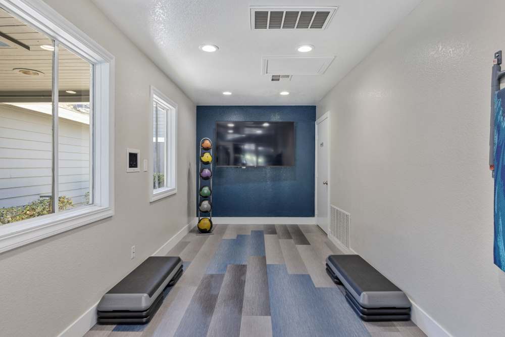 Fitness on demand room at Village Oaks in Chino Hills, California