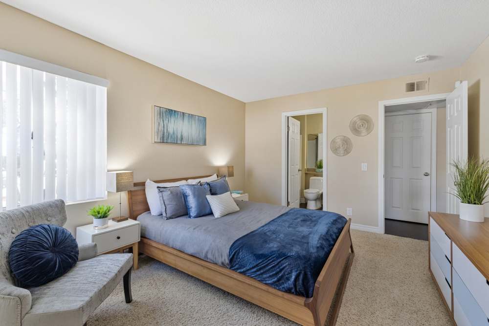 Spacious master bedroom at Village Oaks in Chino Hills, California