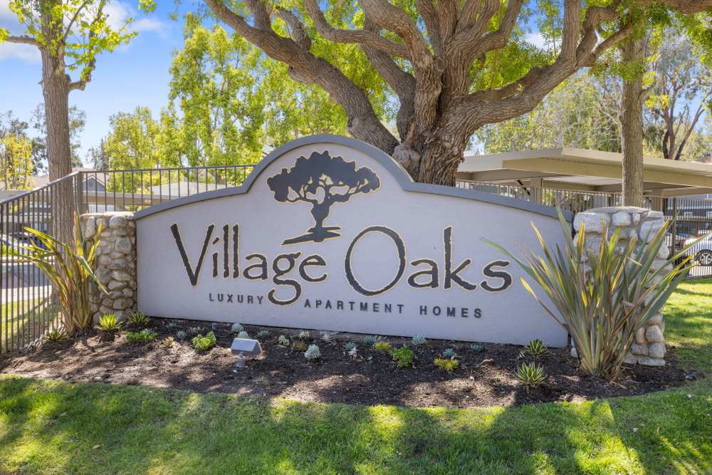 Monument sign at Village Oaks in Chino Hills, California
