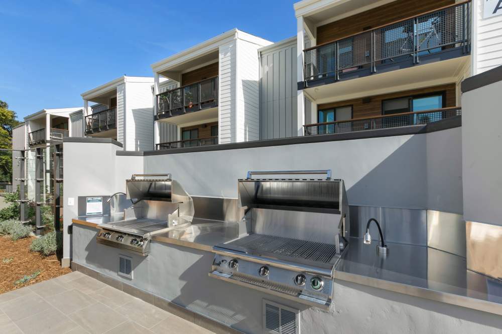Grilling stations with balconies at 707 Leahy in Redwood City, California