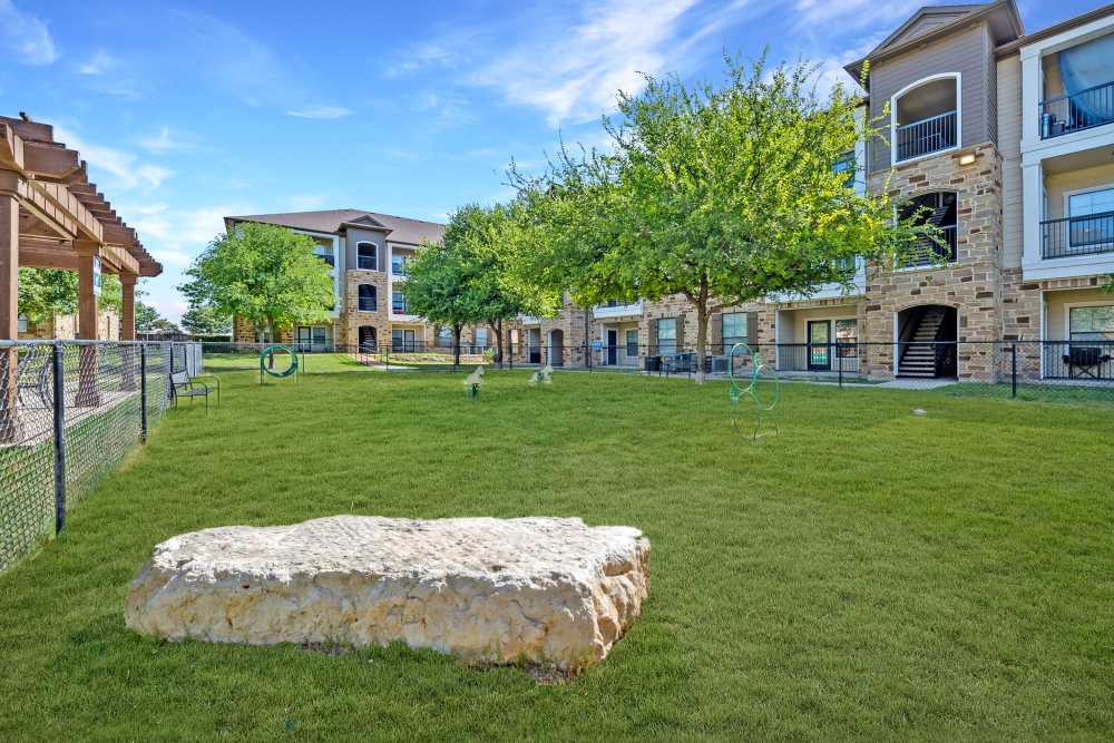 Central dog park at Villas at Grand Avenue in Pflugerville, Texas