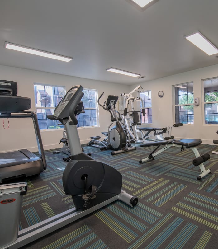 Fitness center at Huntington Park Apartments in Wichita, Kansas