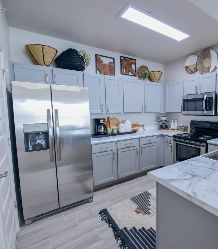 Kitchen with granite countertops at 97@ North Oak in Kansas City, Missouri