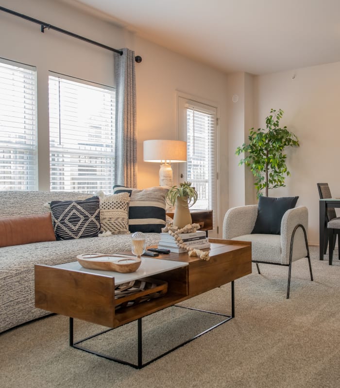 Spacious living room at Ridge at 66 in Yukon, Oklahoma