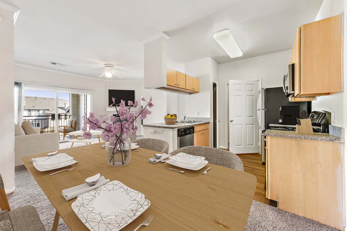 Apartment with dining area at Cherrywood Village Apartments, Parker, Colorado