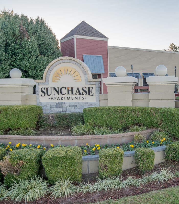 Exterior of Sunchase Apartments in Tulsa, Oklahoma