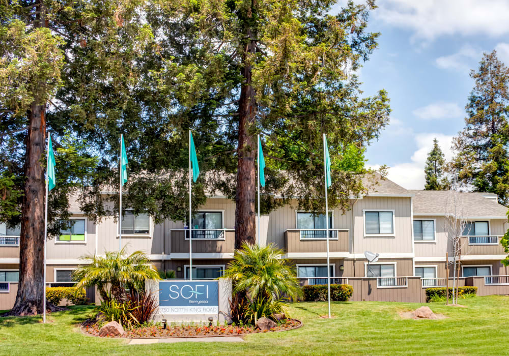 Our monument sign welcoming residents and their guests to Sofi Berryessa in San Jose, California