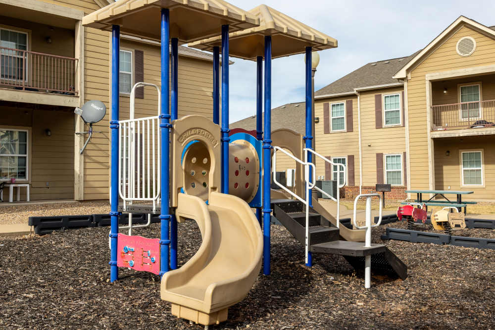 Playful playground area at Adobe Ranch in Borger, Texas