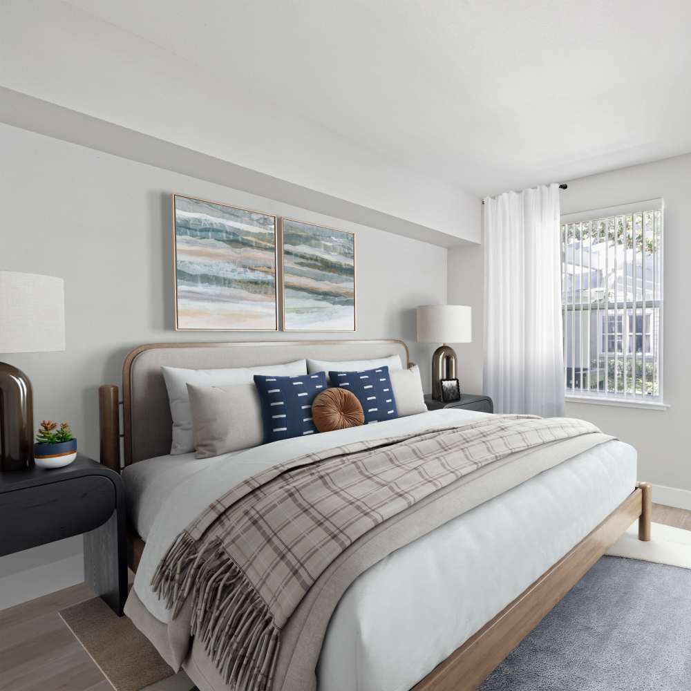 Model bedroom area at The Kensington in Pleasanton, California