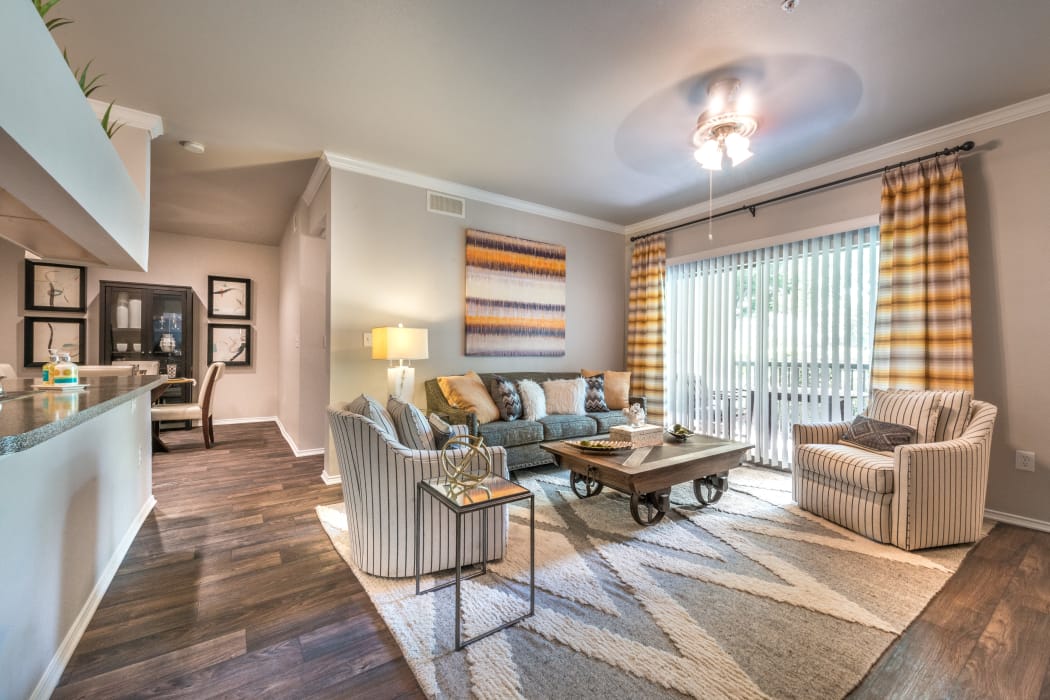 Naturally well-lit living room at 23Hundred at Ridgeview in Plano, Texas