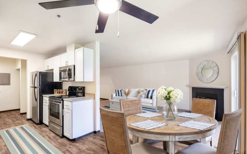 Renovated Brown Kitchen Cabinetry at Renaissance at 29th Apartments in Vancouver, Washington