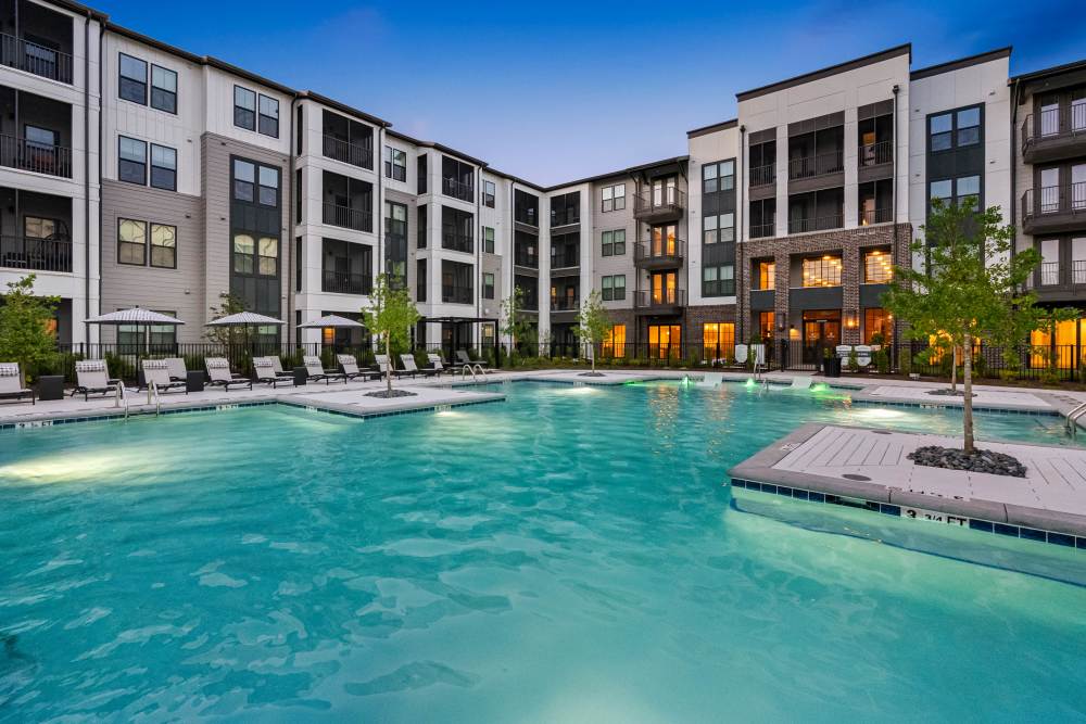 Sparkling swimming pool at Westport Lofts in Belville, North Carolina