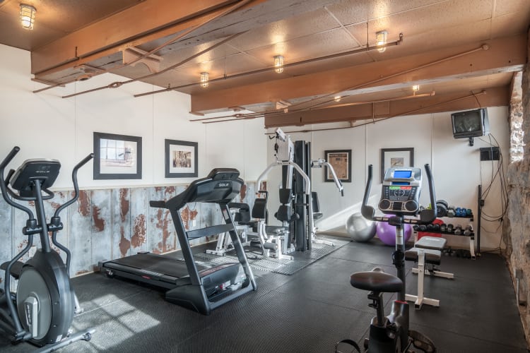 State-of-the-art fitness center at Porterdale Mill Lofts in Porterdale, Georgia