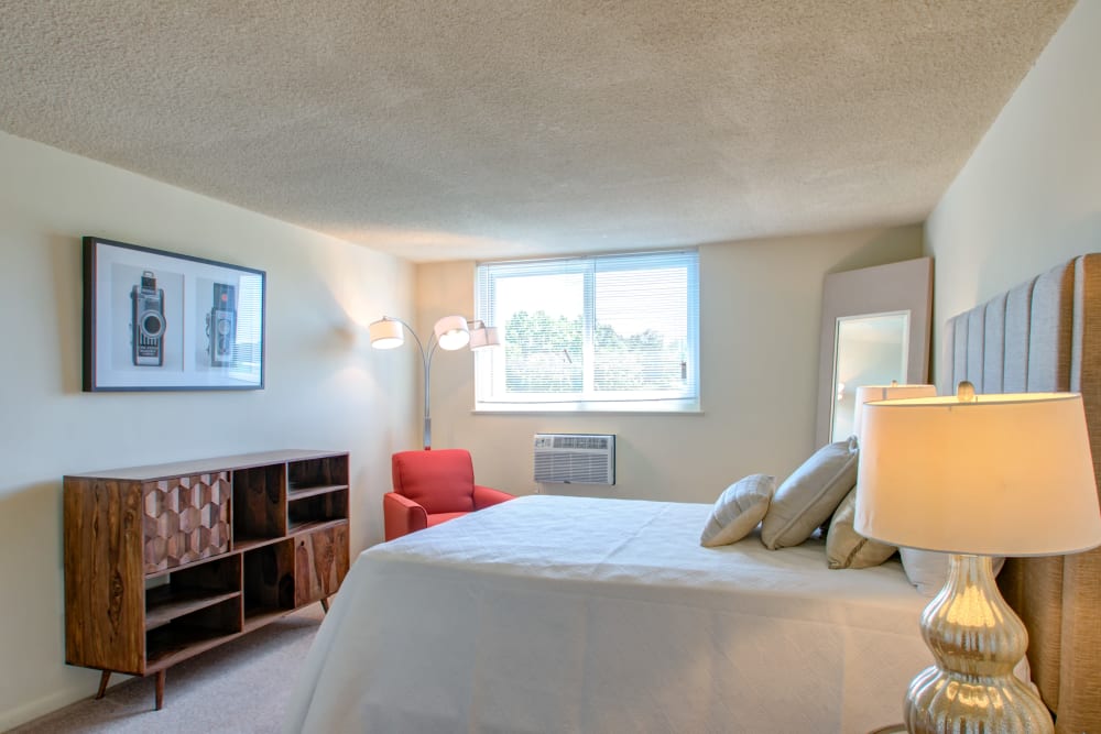 Bedroom with natural light at Haddonview Apartments in Haddon Township, New Jersey