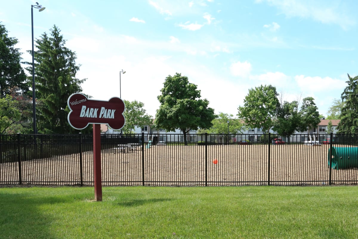 The onsite dog park at Fox and Hounds Apartments in Columbus, Ohio