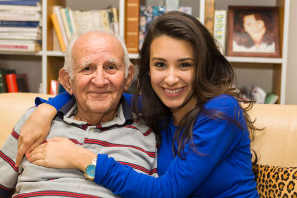 Resident posing with daughter at Garden Place Millstadt in Millstadt, Illinois.