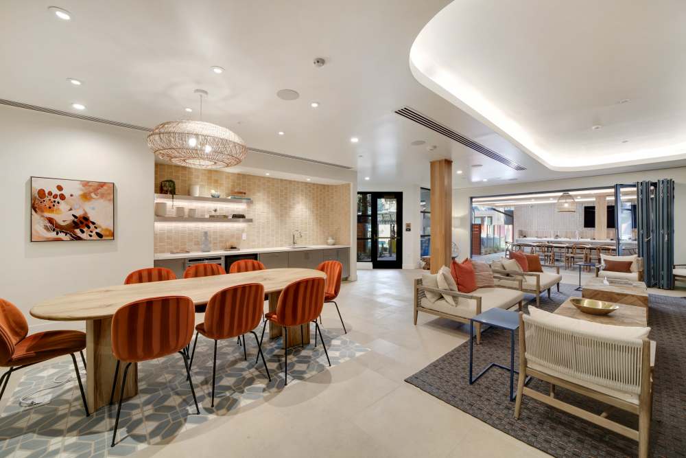Clubhouse with multiple seating area at Lydian in Phoenix, Arizona