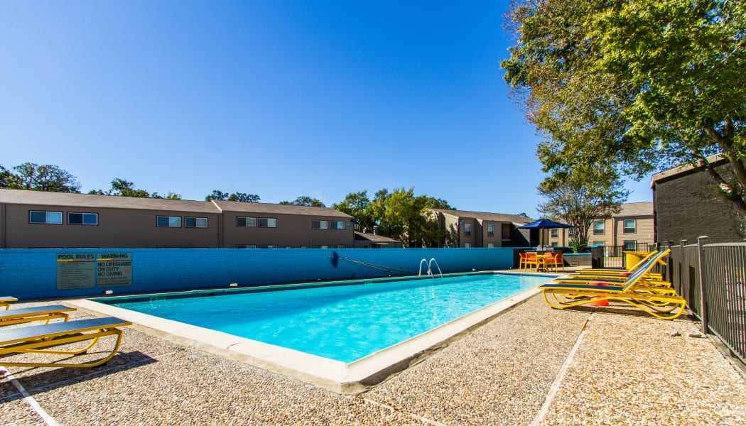 Sparkling pool at Sundance Apartments in College Station, Texas