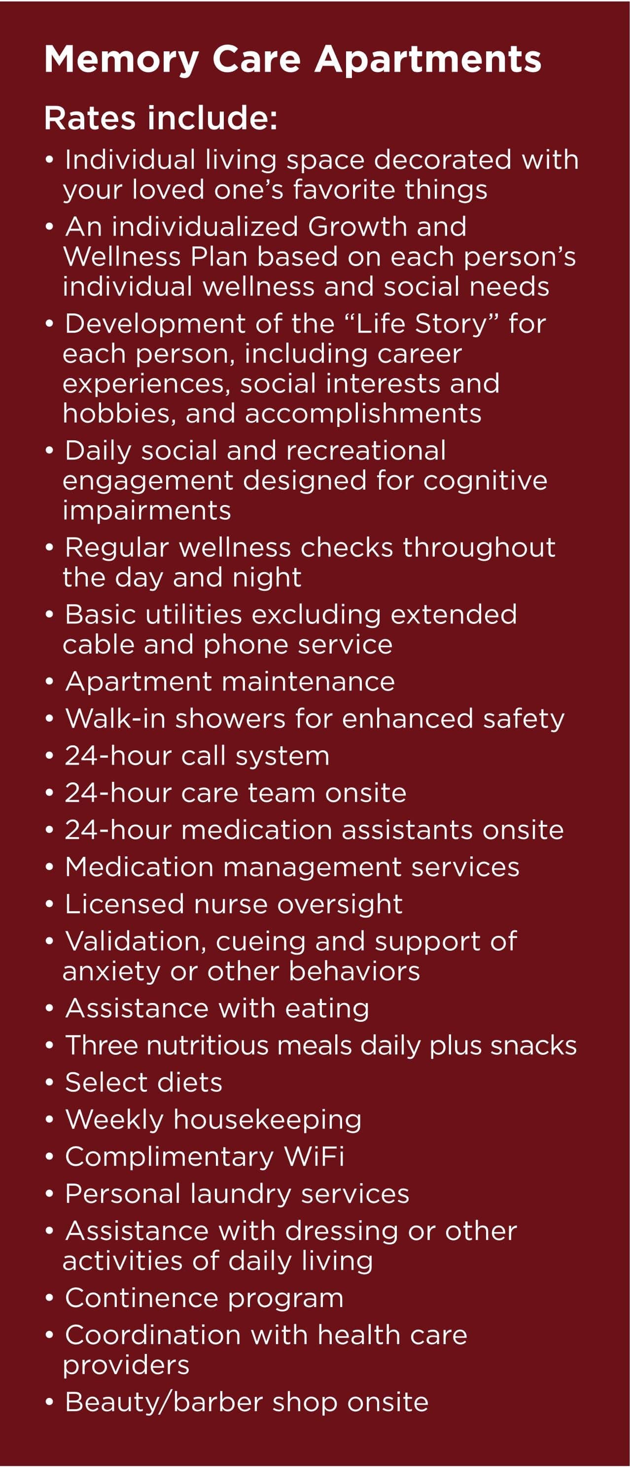 Rates at Wildwood Canyon Villa Assisted Living and Memory Care