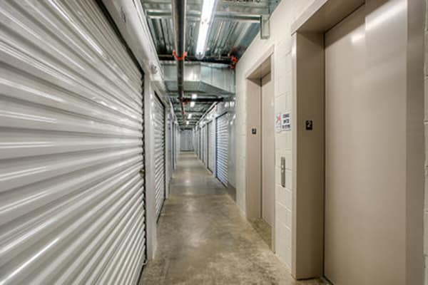 Hallway of units at StorQuest Self Storage in Paramount, California