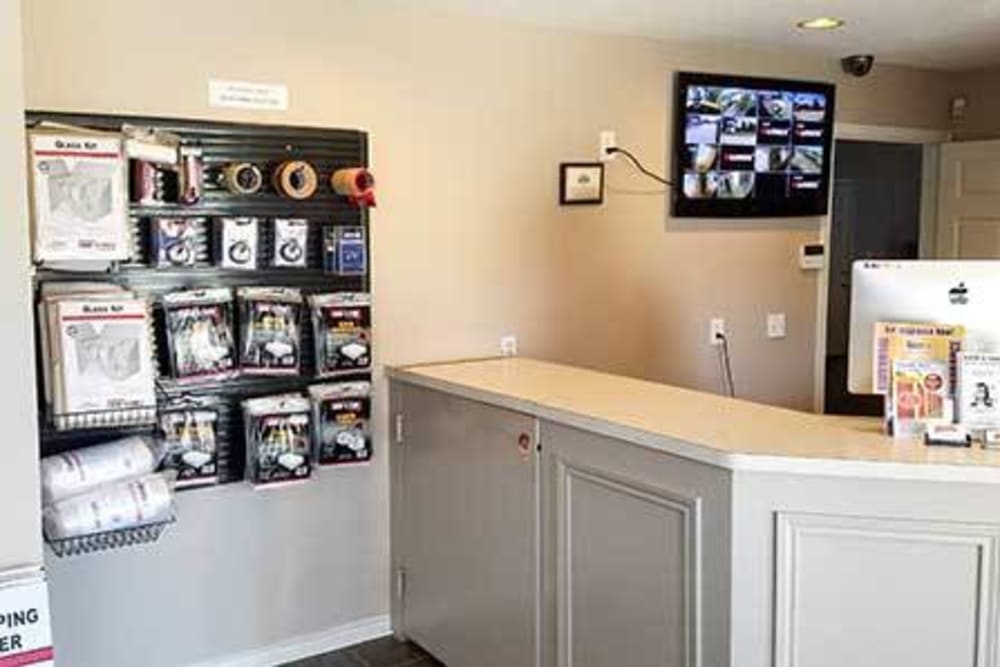 Interior of the leasing office at Storage Star Tomball in Tomball, Texas