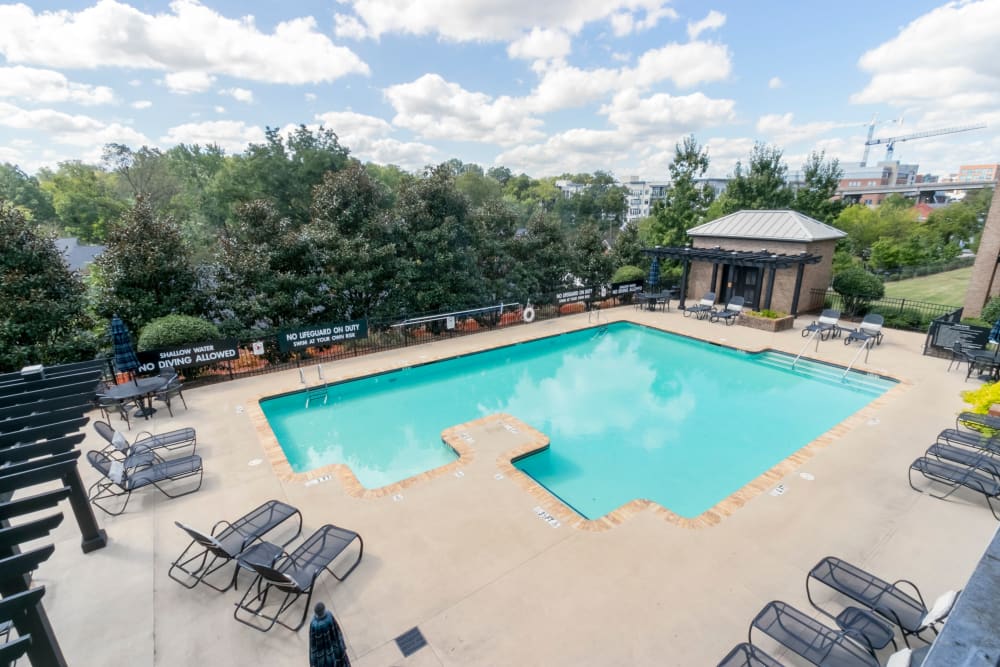 Sparkling pool and deck at McBee Station in Greenville, South Carolina