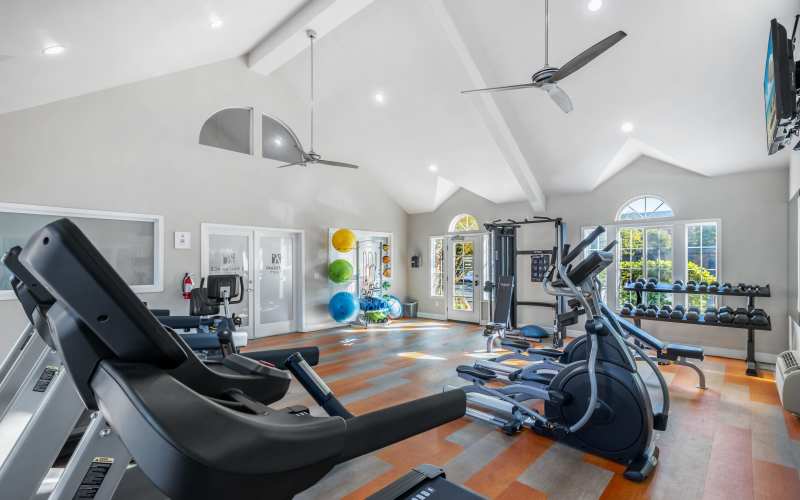 Equipment in the fitness center at Renaissance at 29th Apartments in Vancouver, Washington