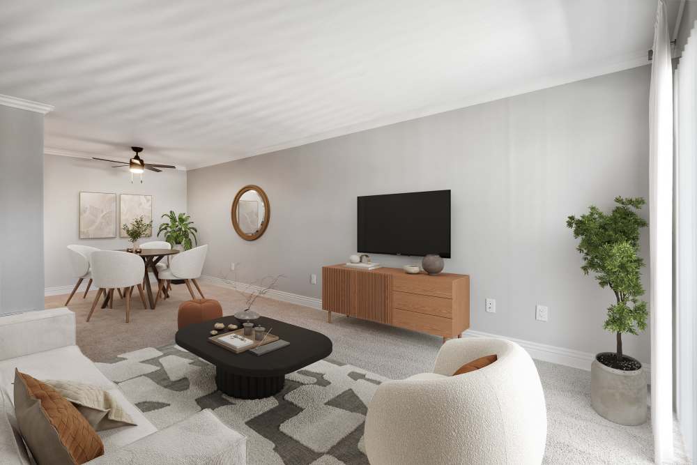 Spacious living room at Regency Plaza Apartment Homes in Martinez, California