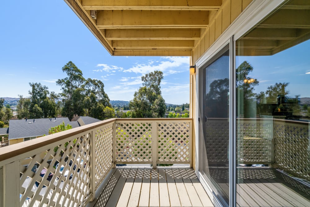 Rendering private balcony at Quail Hill Apartments in Castro Valley, California