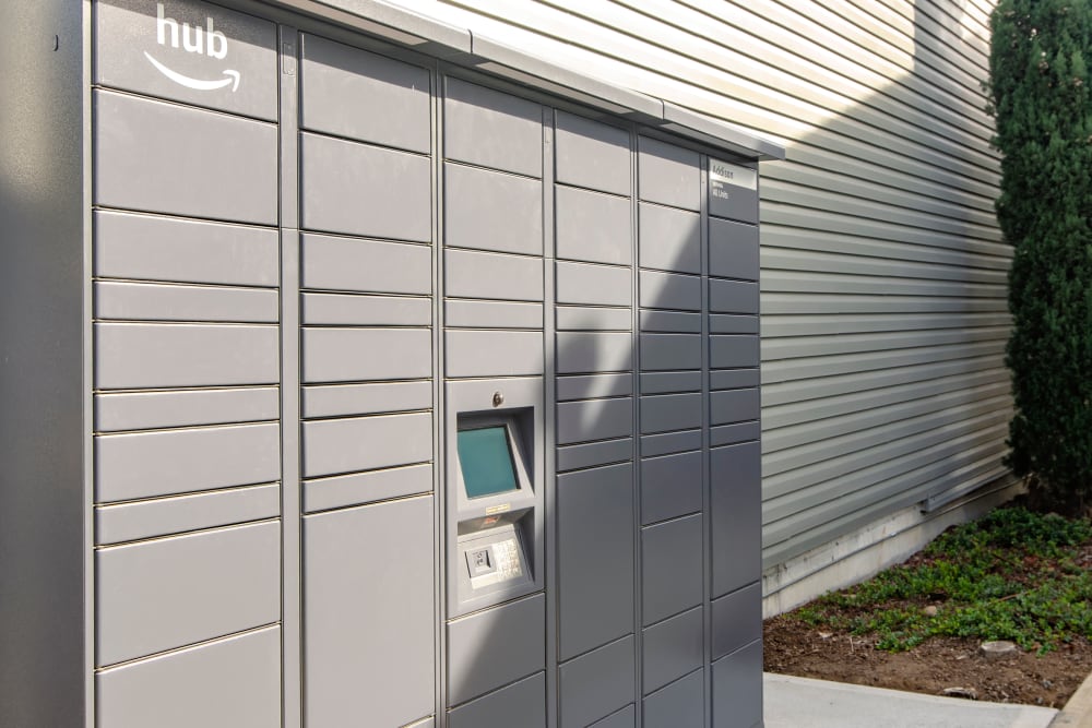 The community package lockers at The Addison Apartments in Vancouver, Washington