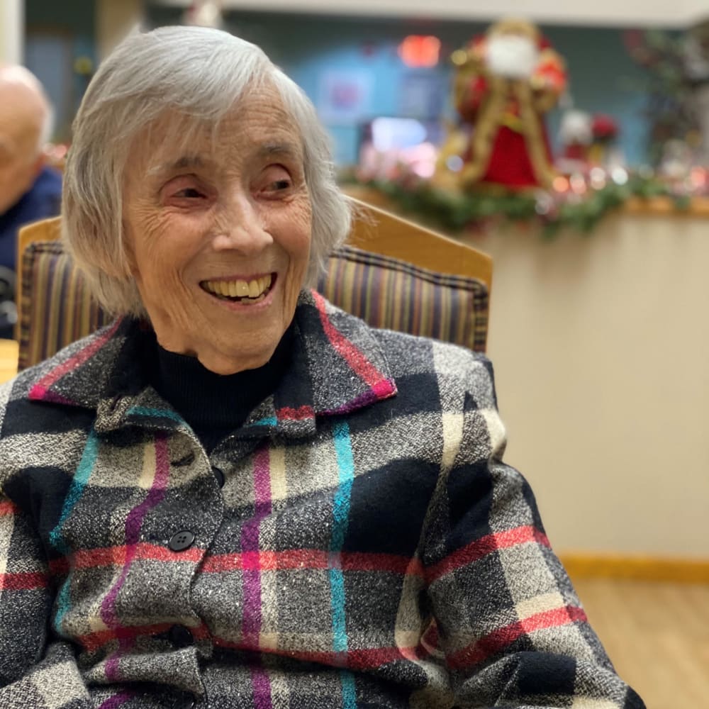 Resident smiling at Glenwood Place in Marshalltown, Iowa.