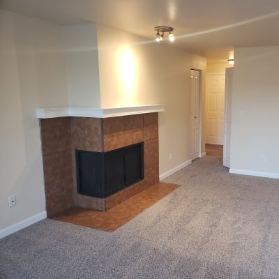 Model living room at The Knoll Redmond in Redmond, Washington
